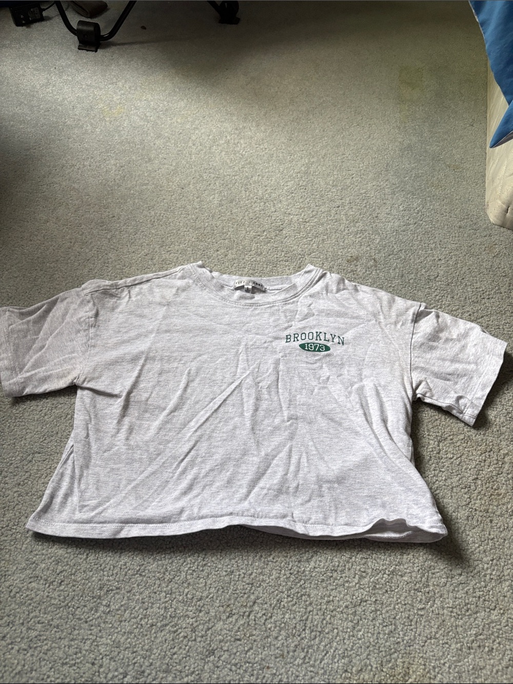 Cropped Graphic Tee - White 'Brooklyn 1973'